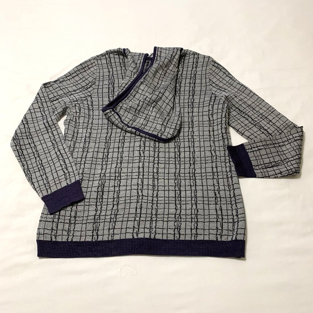 NWT 100% Silk Jacket Hoodie Women Grey Size Large Zip up Long Sleeves - Picture 10 of 11